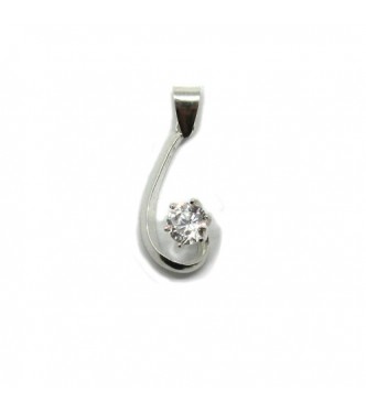 PE000310 Sterling silver pendant solid 925 with 6.5mm round cubic zirconia EMPRESS
